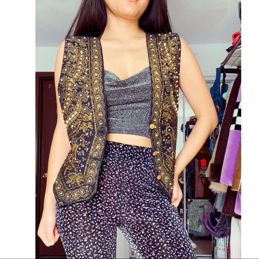 Sequined peacock vest